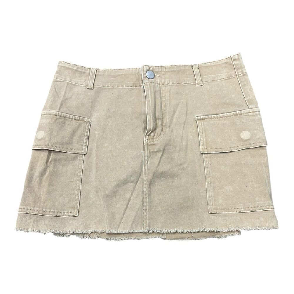 Altar’d State Beige Cargo Raw Hem Mini Skirt S